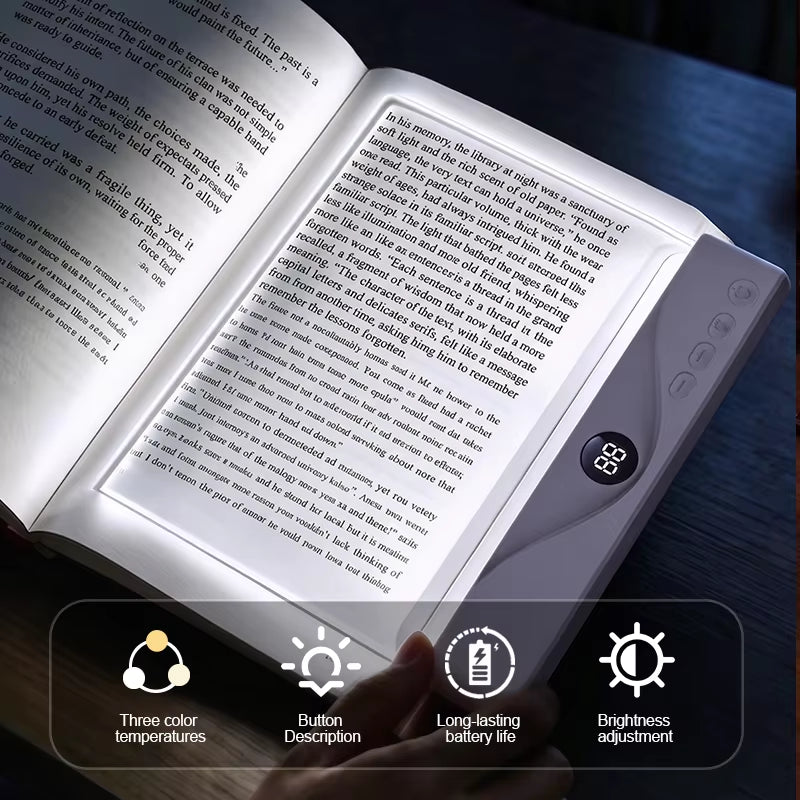EGH Portable Clear LED Book Full Page Lights Illuminator Panel Plate Lamp Board Flat Book Light for Reading in Bed at Night